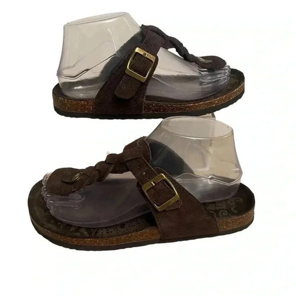Muk Luks Brown Suede Braided Slip On Thong Sandals Women’s Size 7 - Picture 1 of 8